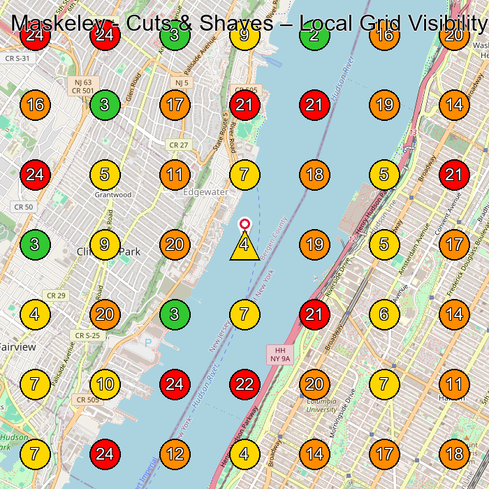 Maskeley - Cuts & Shaves Barber Shop GeoGrid ranking map for Edgewater NJ